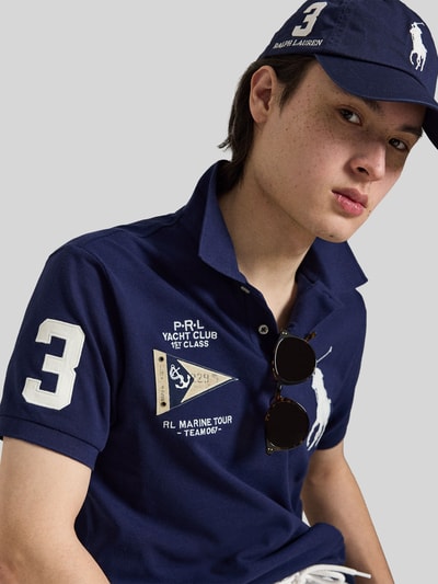 Polo Ralph Lauren Koszulka polo o kroju regular fit z czystej bawełny z haftami Granatowy 3