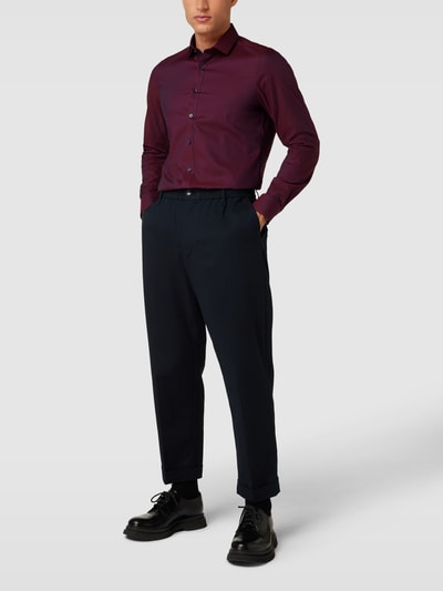 OLYMP Level Five Super Slim Business-Hemd mit Strukturmuster Modell 'NICK KENT' Bordeaux 1