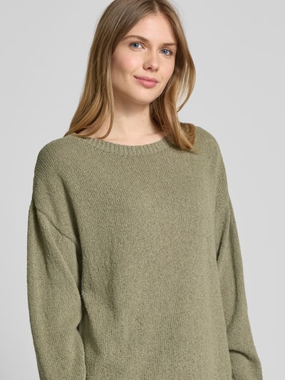 Jake*s Casual Sweter z dzianiny o kroju oversized z prążkowanym dekoltem w łódkę Limonkowy 3