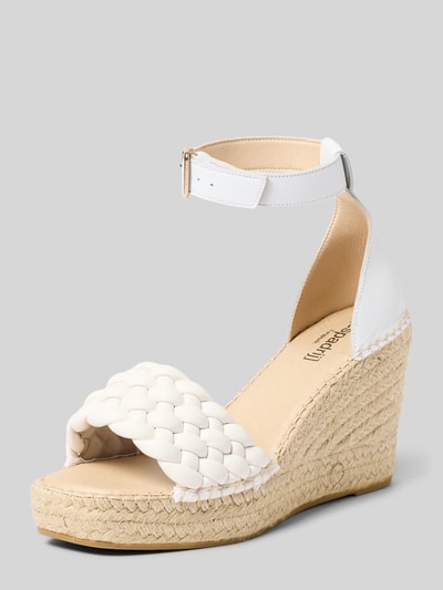 Espadrij Wedges in Flecht-Optik mit Dornschließe Modell 'SAINT TROPEZ' Weiss 1