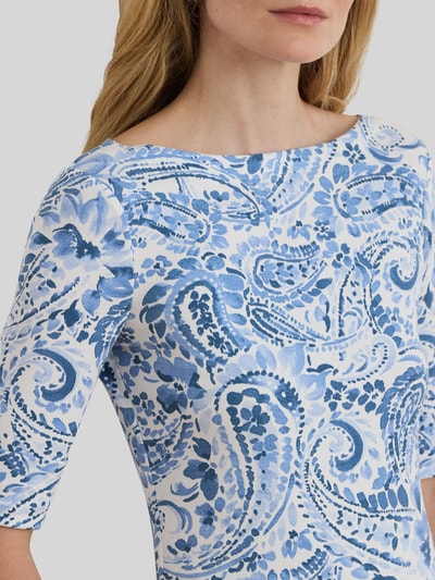 Lauren Ralph Lauren t-shirt o kroju slim fit z mieszanki bawełny Jasnoniebieski melanż 3