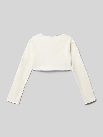 Weise Regular fit bolero met bloemenapplicaties Ecru - 3