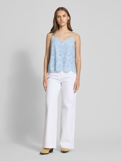 Pieces Regular fit blousetop van puur katoen, model 'VILDE' Lichtblauw - 1