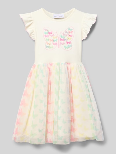 Productfoto, Kinder Kleid von DANAMADE, A-lijn van katoen-elastaanmix met alloverlook, pailletten, ronde hals, pastelkleuren, 'Kleid mit Pailletten im Allover-Look' van DANAMADE