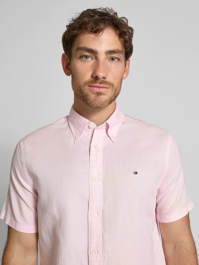 Tommy Hilfiger Regular fit vrijetijdsoverhemd van een mix van katoen en linnen Roze - 3