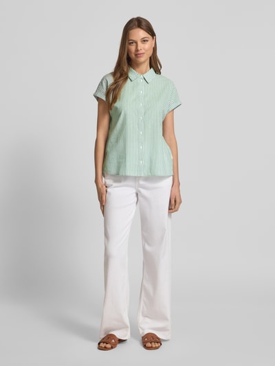 Tom Tailor Denim Loose Fit Bluse mit Streifenmuster Gruen 1