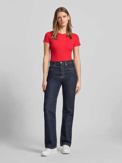 Tommy Jeans t-shirt o kroju slim fit z mieszanki bawełny Czerwony 1