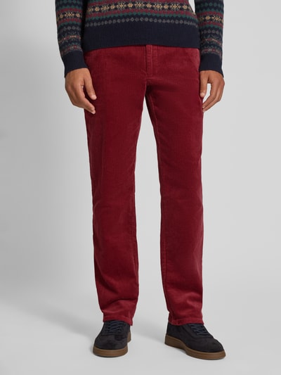 Christian Berg Men Straight fit corduroy broek met Franse steekzakken Kersenrood - 4