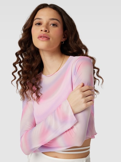 REVIEW Longsleeve Holo Mesh Crop Top Pink 3