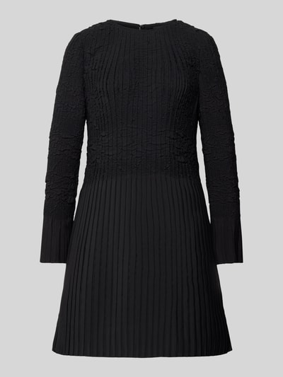 Produktfoto, Tailliertes Cocktailkleid mit Raffung-Optik Modell 'Doppar' van BOSS, look: effen, pasvorm: getailleerd, lengte: mini, hals: ronde hals, motief: structuur, details: plooien, lange mouw met frill mouwboord, frill zoom, rugdecolleté met druppelvormige cut-out.