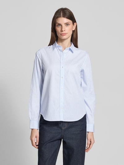 Gant Regular Fit Hemdbluse aus reiner Baumwolle mit Logo-Stitching Hellblau 4