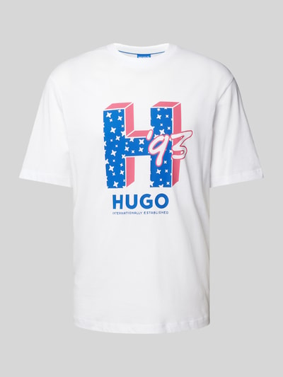 Hugo Blue T-Shirt mit Label-Print Modell 'Nentryle' Weiss 2