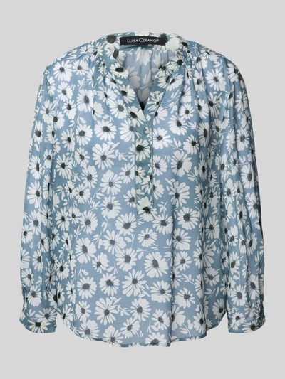 Luisa Cerano Blouseshirt met V-hals Rookblauw - 2