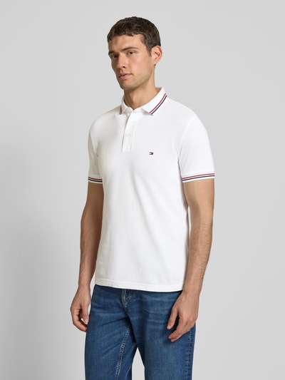 Tommy Hilfiger Slim Fit Poloshirt mit Logo-Stitching Weiss 4