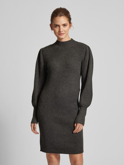 Only Gebreide jurk met turtleneck, model 'KATIA' Donkergrijs gemêleerd - 4