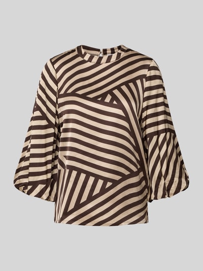 comma Bluse mit Rundhalsausschnitt Beige 2