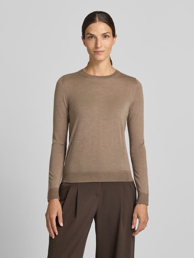 BOSS Regular Fit Pullover aus reiner Schurwolle Modell 'Ferpina' Taupe 4