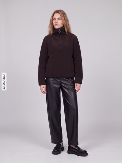 VERO MODA Sweatjacke mit hohem Stehkragen Schoko 1