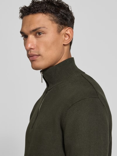 SELECTED HOMME Regular Fit Troyer aus reiner Baumwolle Modell 'DANE' Oliv 3