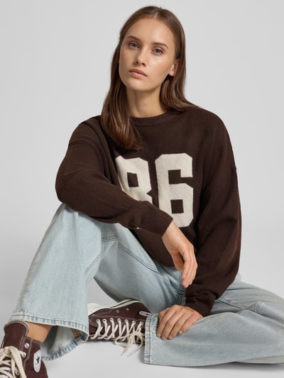 REVIEW regular fit trui in brei-look Donkerbruin - 3