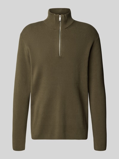 Lindbergh Strickpullover mit Troyer-Kragen Oliv 2