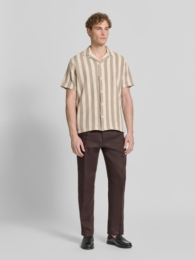 Lindbergh Modern fit vrijetijdsoverhemd met reverskraag Roodbruin - 1