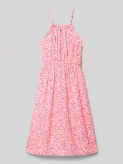 s.Oliver RED LABEL Sukienka midi na ramiączkach z marszczonej wiskozy Mocnoróżowy 1