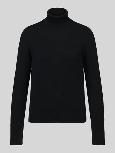 Produktfoto, schwarzer Regular Fit Rollkragenpullover aus Viskose-Mix von Jake*s Collection, glatte Textur, neutraler Hintergrund.