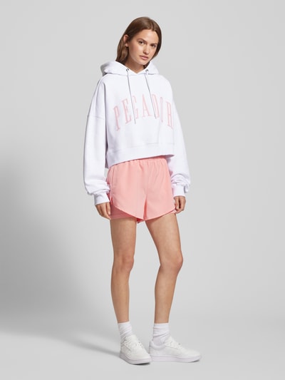 Pegador Cropped hoodie met labelstitching Wit - 1