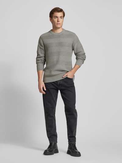 Casual Friday Strickpullover mit Strukturmuster Modell 'Karl' Mittelgrau Melange 1