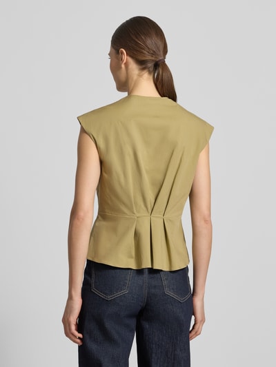 Marella Bluzka o kroju regular fit z ułożonymi fałdami model 'Bazar' Khaki 5