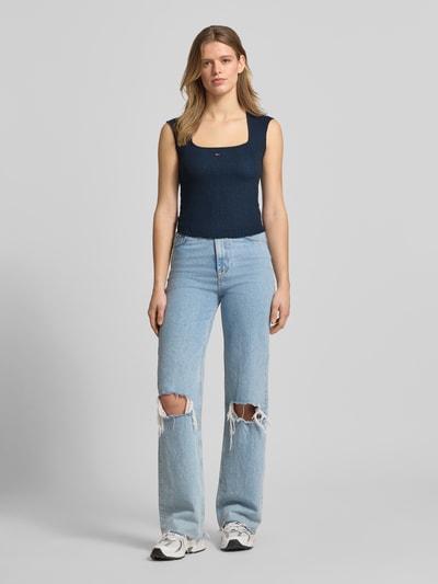 Tommy Jeans Slim Fit Top mit Frill Marine 1