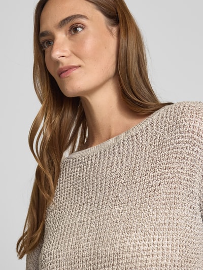 s.Oliver BLACK LABEL Cropped Strickshirt aus Baumwoll-Mix Beige 3