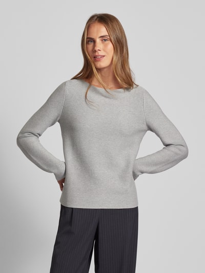 Marc O'Polo Gebreide pullover met geribde boothals Lichtgrijs gemêleerd - 4