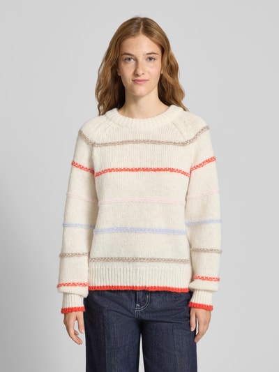 Pieces Regular Fit Strickpullover mit Raglanärmeln Modell 'NELIA' Offwhite 4