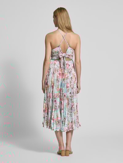 ADLYSH Knielanges Cocktailkleid mit Plisseefalten Hellblau 5