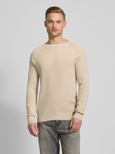 OLYMP Level Five Strickpullover mit gerippten Abschlüssen Sand 4