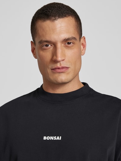 Bonsai Oversized T-Shirt mit Stehkragen Black 3