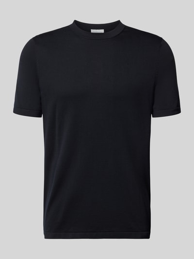 Produktfoto, Slim Fit T-Shirt aus Reiner Baumwolle von Profuomo, schwarzes Herren T-Shirt mit Rundhalsausschnitt und Kurzärmelig, Rückenlänge 70 cm bei Größe M