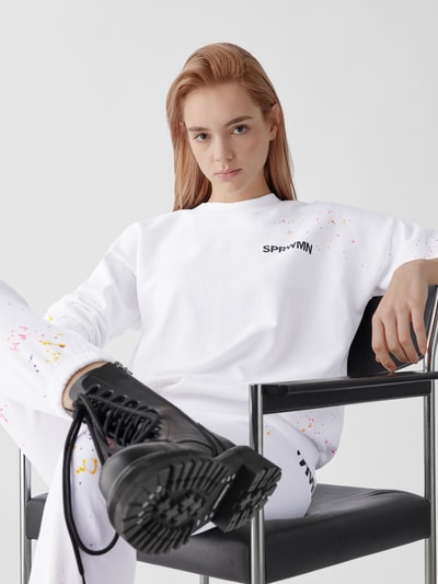 SPRWMN Sweatshirt mit Brand-Schriftzug Weiß 3