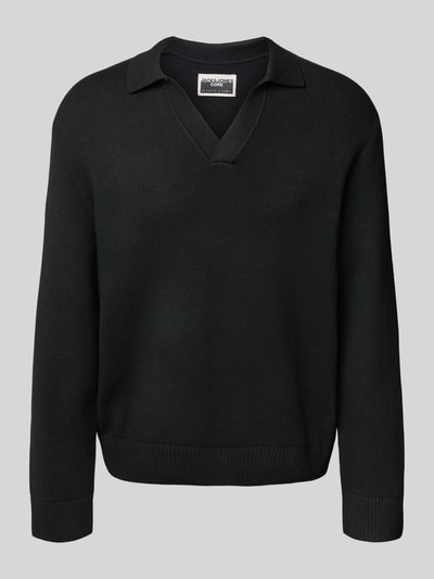 JACK & JONES Strickpullover mit V-Ausschnitt Modell 'COVER' Black 2
