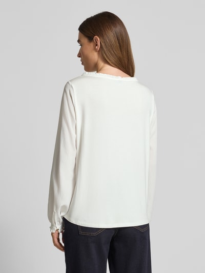 More & More Bluzka z dodatkiem wiskozy i falbanami Złamany biały 5