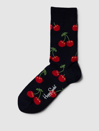 Happy Socks Sokken met all-over motief, model 'CHERRY' Marineblauw - 1