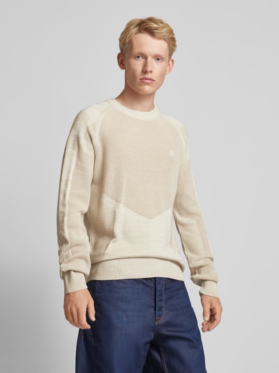 G-Star Raw Gebreide pullover met structuurmotief Offwhite - 4