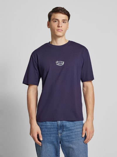 REVIEW T-shirt met labelprint Aubergine - 4