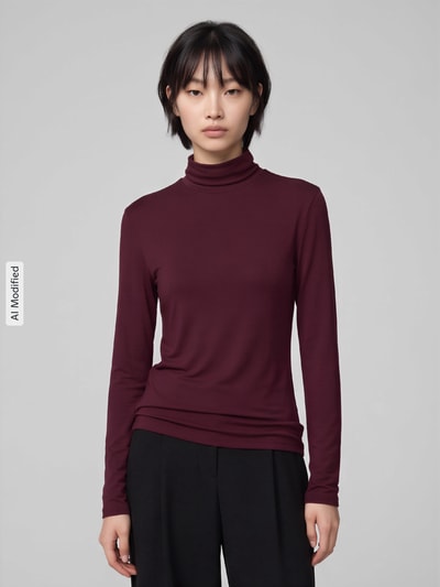 BOSS Orange Langarmshirt mit Rollkragen Modell 'Eliana' Bordeaux 4