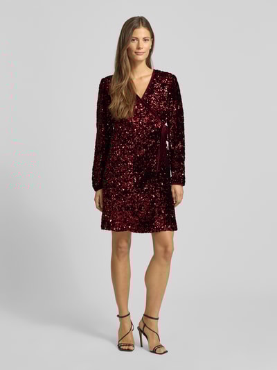 YAS Cocktailjurk met pailletten, model 'ELLE' Bordeaux - 1