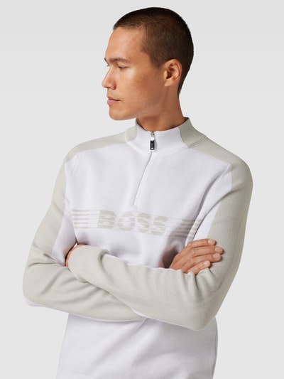 BOSS Green Strickpullover mit Label-Details Modell 'Zirros' Weiss 3