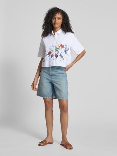 Jake*s Casual Overhemdblouse met motiefstitching Wit - 1