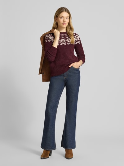 Vero Moda Regular Fit Strickpullover mit Woll-Anteil Modell 'SIMONE' Dunkelrot 1